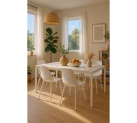 RegalosMiguel Mesa Rectangular Dino 120x60 cm - Blanco