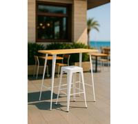 Regalos Miguel - Mesas Comedor - Mesa Torix Alta Rectangular Madera Natural - Blanco