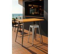 RegalosMiguel Mesa Torix Alta Rectangular Madera Natural - Gris metalizado