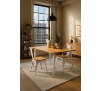 RegalosMiguel Mesa Torix Rectangular Madera Natural 120 x 60 cm - Blanco