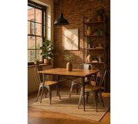 RegalosMiguel Mesa Torix Rectangular Madera Natural 120 x 60 cm - Gris metalizado