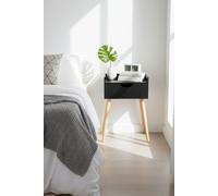 RegalosMiguel Mesita Auxiliar con cajón Madera Nils 40 x 30 cm - Negro