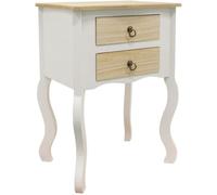 RegalosMiguel Mesita Noche Cabriole 2 Cajones 50 cm - Madera Natural