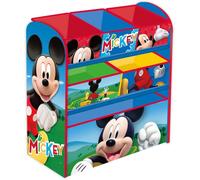 ARDITEX Mueble Organizador de Juguetes de Mickey Mouse, Estantería Infantil de Madera con 6 Cestos Textiles de Almacenaje, Estilo Montessori para Habitación o Sala de Juegos Niños, 62 x 30 x 60 cm