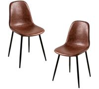 RegalosMiguel Pack 2 Sillas Black Teok Polipiel - Café Vintage