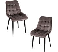 RegalosMiguel Pack 2 Sillas Cade Terciopelo - Gris oscuro