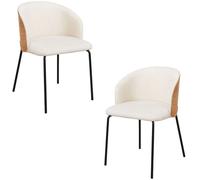 Regalos Miguel - Packs Sillas Comedor - Pack 2 Sillas Glacia Tela Blanca con Respaldo Tapizado en Madera