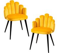 RegalosMiguel Pack 2 Sillas Hand Terciopelo Patas Negras - Amarillo