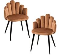 RegalosMiguel Pack 2 Sillas Hand Terciopelo Patas Negras - Marrón