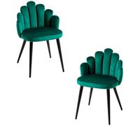 RegalosMiguel Pack 2 Sillas Hand Terciopelo Patas Negras - Verde