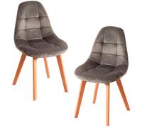 RegalosMiguel Pack 2 Sillas Kelen Terciopelo - Gris claro