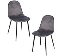 RegalosMiguel Pack 2 Sillas Teok Black Terciopelo - Gris oscuro