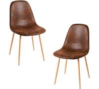 RegalosMiguel Pack 2 Sillas Teok Polipiel - Marrón Vintage