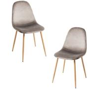 RegalosMiguel Pack 2 Sillas Teok Terciopelo - Gris