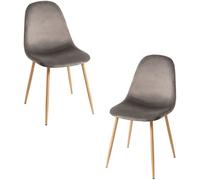 RegalosMiguel Pack 2 Sillas Teok Terciopelo - Gris oscuro