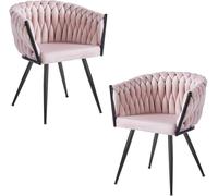 RegalosMiguel Pack 2 Sillas Widny Black Terciopelo - Rosa