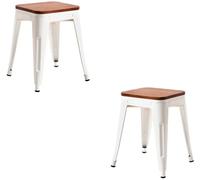 RegalosMiguel Pack 2 Taburetes Torix Pequeños Madera Natural - Blanco