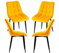 RegalosMiguel Pack 4 Sillas Cade Terciopelo - Amarillo