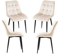 RegalosMiguel Pack 4 Sillas Cade Terciopelo - Beige