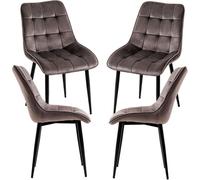 RegalosMiguel Pack 4 Sillas Cade Terciopelo - Gris oscuro