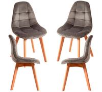 RegalosMiguel Pack 4 Sillas Kelen Terciopelo - Gris claro