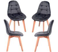 RegalosMiguel Pack 4 Sillas Kelen Terciopelo - Gris oscuro