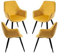RegalosMiguel Pack 4 Sillas Kres Terciopelo - Amarillo