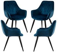 RegalosMiguel Pack 4 Sillas Kres Terciopelo - Azul