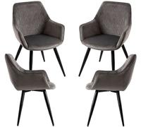 RegalosMiguel Pack 4 Sillas Kres Terciopelo - Gris oscuro