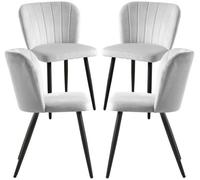 RegalosMiguel Pack 4 Sillas Luk Terciopelo - Gris claro