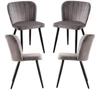 RegalosMiguel Pack 4 Sillas Luk Terciopelo - Gris oscuro