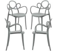 RegalosMiguel Pack 4 Sillas Sky con Reposabrazos - Gris oscuro