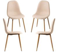 RegalosMiguel Pack 4 Sillas Teok Tela - Beige