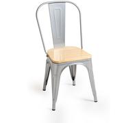 RegalosMiguel Pack 4 Sillas Torix Madera Natural - Gris metalizado