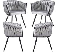RegalosMiguel Pack 4 Sillas Widny Black Terciopelo - Gris claro
