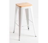 Regalos Miguel - Packs Taburetes Altos - Pack 4 Taburetes Torix Altos Madera Natural 76 cm - Blanco