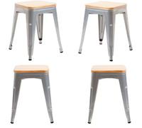 Pack 4 taburetes torix pequeños madera natural - gris metalizado