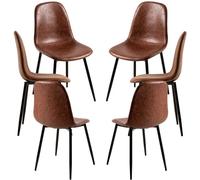 RegalosMiguel Pack 6 Sillas Black Teok Polipiel - Café Vintage