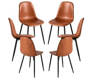 RegalosMiguel Pack 6 Sillas Black Teok Polipiel - Camel Vintage