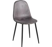 RegalosMiguel Pack 6 Sillas Black Teok Polipiel - Gris oscuro Vint