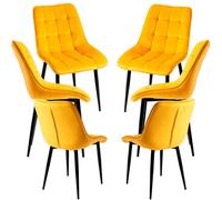 RegalosMiguel Pack 6 Sillas Cade Terciopelo - Amarillo