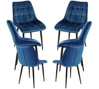 RegalosMiguel Pack 6 Sillas Cade Terciopelo - Azul