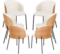 RegalosMiguel Pack 6 Sillas Glacia Tela Blanca con Respaldo Tapizado en Madera