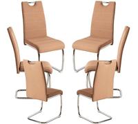 RegalosMiguel Pack 6 Sillas Hallen Tela - Marrón Claro