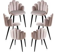 RegalosMiguel Pack 6 Sillas Hand Patas Negras Terciopelo - Gris