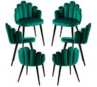 RegalosMiguel Pack 6 Sillas Hand Patas Negras Terciopelo - Verde