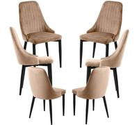 RegalosMiguel Pack 6 Sillas Kan Terciopelo - Marrón Claro