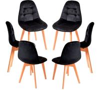 RegalosMiguel Pack 6 Sillas Kelen Terciopelo - Negro