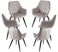 RegalosMiguel Pack 6 Sillas Kres Terciopelo - Gris