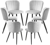RegalosMiguel Pack 6 Sillas Luk Terciopelo - Gris claro